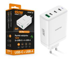 Nabíječka do sítě Aligator GaN 150W, 3× USB-C, 1× USB-A bílá

 obrázek produktu 2 z 4