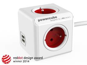 Kabel prodlužovací Powercube USB, 4x zásuvka, 2x USB, 1,5m bílý/červený

 obrázek produktu 1 z 5