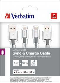 Kabel Verbatim USB/Lightning, 1m + 0,3m stříbrný

 obrázek produktu 1 z 1