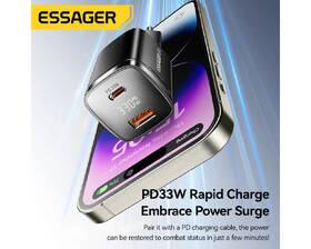 Nabíječka do sítě Essager 33W, GaN, USB-C, USB-A černá

 obrázek produktu 2 z 7