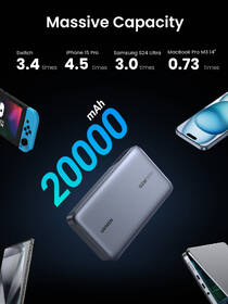 Powerbanka UGREEN 20000 mAh 100W šedá

 obrázek produktu 5 z 8