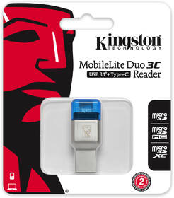 Čtečka paměťových karet Kingston MobileLite Duo 3C stříbrná/modrá

 obrázek produktu 4 z 5