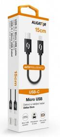 Kabel Aligator Power USB-C/microUSB, 15cm černá barva
