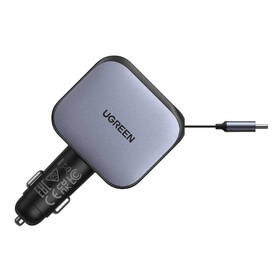Adaptér do auta UGREEN 2×USB-C, USB, 145W, se zatahovacím kabelem šedý

 obrázek produktu 2 z 6
