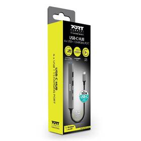 USB Hub PORT CONNECT USB-C, 4× USB + 1× USB-C 100W PD stříbrný

 obrázek produktu 4 z 7