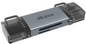 Čtečka paměťových karet AKASA AK-CR-12, 2in1, USB/USB-C 3.2 stříbrná

 obrázek produktu 1 z 7