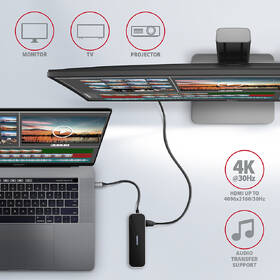 USB Hub Axagon USB 3.2 Gen 1 hub, 3x USB-A, HDMI 4k/60Hz, RJ-45 GLAN, PD 100W, kabel USB-C 20cm šedý

 obrázek produktu 3 z 7