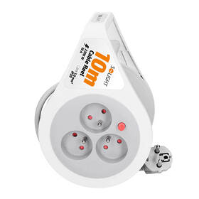 Kabel prodlužovací na bubnu Solight 3 zásuvky, 10m, 3x 1,0mm2 šedý/bílý

 obrázek produktu 1 z 5