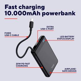 Powerbanka Trust Fiera, 10000 mAh, s kabelem, 2x USB-C černá

 obrázek produktu 5 z 11
