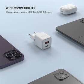 Nabíječka do sítě FIXED GaN Mini s USB-C, USB, 30W bílý

 obrázek produktu 3 z 8