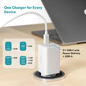 Nabíječka do sítě Epico UltraBoost GaN 65W 1x USB-A/2x USB-C + kabel bílá

 obrázek produktu 5 z 5
