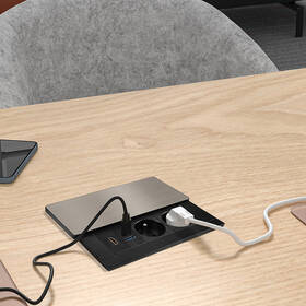Zásuvkový modul Solight 2 zásuvky, HDMI, USB-A, USB-C, PD 20W, s posuvným krytem, 2 m stříbrný

 obrázek produktu 4 z 6