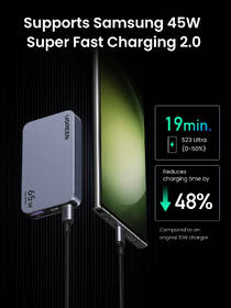 Nabíječka do sítě UGREEN 65W GaN Tech Ultra-Slim stříbrná

 obrázek produktu 5 z 10