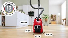 Podlahový vysavač Bosch BGB8PET3A červená barva
