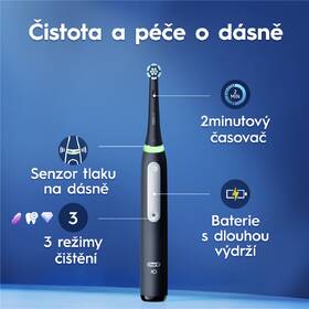 Zubní kartáček Oral-B Black, 4 náhradní hlavice černý

 obrázek produktu 3 z 10