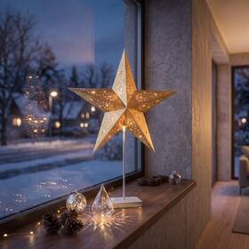 LED dekorace Solight vánoční hvězda stolní, 10x LED, 3x AA zlatá

 obrázek produktu 2 z 6