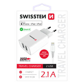 Nabíječka do sítě Swissten 2x USB 2,1 A + Lightning kabel 1,2 m, MFi bílá

 obrázek produktu 1 z 1