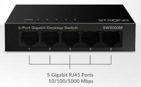 Switch Strong SW5000M 5-Port Gigabit kovový

 obrázek produktu 5 z 12