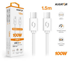 Kabel Aligator Power 100W, USB-C/USB-C, 5A, 1,5m bílý

 obrázek produktu 2 z 2