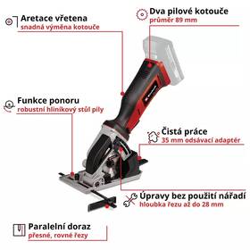 Ponorná pila Einhell TE-CS 18/89 Li - Solo (bez baterie) 4331100 

 obrázek produktu 4 z 6