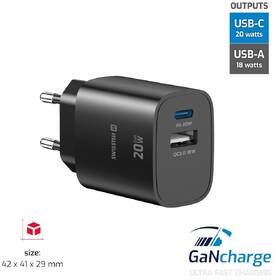 Nabíječka do sítě Swissten EDGE GaN 1x USB-C PD 20W/1x USB-A 18W QC černá

 obrázek produktu 5 z 9