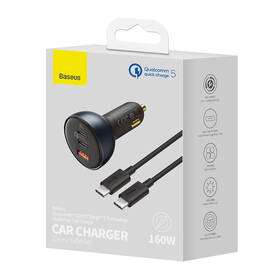 Adaptér do auta Baseus QC 5, 1x USB, 2x USB-C 160W + kabel USB-C 100W 1m černý

 obrázek produktu 9 z 9