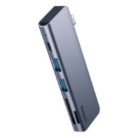 USB Hub Baseus USB-C/USB-C PD, 2x USB 3.0, micro SD, SD, TF šedý

 obrázek produktu 2 z 9