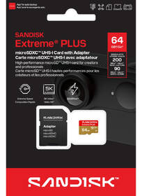 Paměťová karta SANDISK 64GB UHS-I (200R/90W) + SD apaptér 

 obrázek produktu 4 z 5
