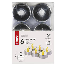 LED dekorace EMOS čajová svíčka stříbrná, CR2032, vnitřní, vintage, 6 ks 

 obrázek produktu 3 z 3