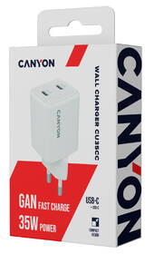 Nabíječka do sítě Canyon GaN 2xUSB-C 35 W bílá

 obrázek produktu 5 z 5