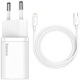 Nabíječka do sítě Baseus Super Si Quick Charger, 20W + USB-C/Lightning kabel 1m bílá barva
