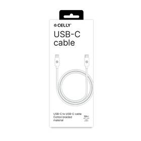 Kabel Celly USB-C/USB-C, opletený (bavlněný), 60 W, 1,5 m bílý

 obrázek produktu 2 z 2