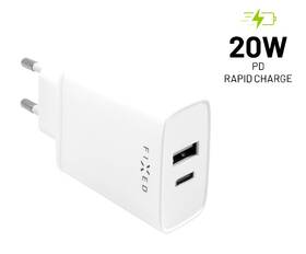 Nabíječka do sítě FIXED USB, USB-C PD, QC 3.0, 20W bílá

 obrázek produktu 1 z 2