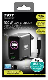 Napájecí adaptér PORT CONNECT GaN2 100W, 2x USB-C PD + USB-A QC, OLED displej 

 obrázek produktu 9 z 9