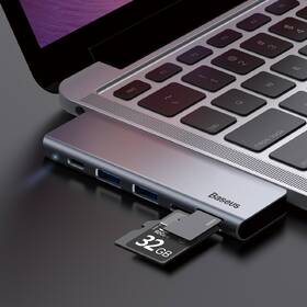 USB Hub Baseus USB-C/USB-C PD, 2x USB 3.0, micro SD, SD, TF šedý

 obrázek produktu 7 z 9