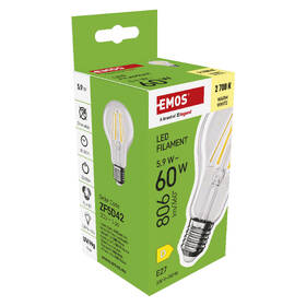 Žárovka LED EMOS Filament A60, 5,9 W, E27, teplá bílá 

 obrázek produktu 7 z 7
