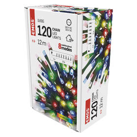 Vánoční osvětlení EMOS 120 LED řetěz, 12 m, venkovní i vnitřní, multicolor, programy 

 obrázek produktu 8 z 8