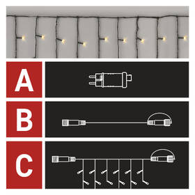 Spojovací řetěz EMOS 100 LED Základní sada Standard – rampouchy, 2,5 m, venkovní, teplá bílá, časovač 

 obrázek produktu 2 z 12