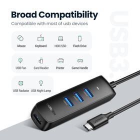 USB Hub UGREEN USB-C/4x USB 3.0, 20cm černý

 obrázek produktu 1 z 2