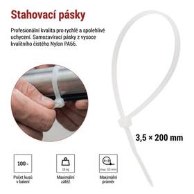 Stahovací pásky EMOS 200×3,5MM, 100KS bílé

 obrázek produktu 5 z 10