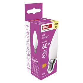 Žárovka LED EMOS Classic Candle, 6,5 W, 806lm, E14, teplá bílá 

 obrázek produktu 6 z 13