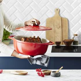 Hrnec s poklicí Tefal E2544455, 20 cm červená barva
