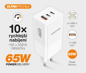 Nabíječka do sítě Aligator GaN, PD 65W, 2xUSB-C + USB bílá

 obrázek produktu 2 z 4