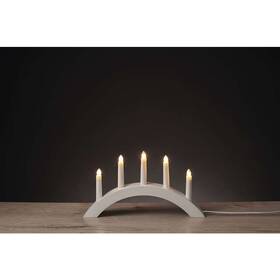 LED dekorace EMOS Svícen na 5× žárovičku E10 dřevěný bílý, oblouk, 40×28cm 

 obrázek produktu 2 z 4