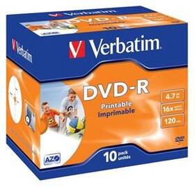 Disk Verbatim DVD-R 4.7GB, 16x, printable, jewel box, 10ks 

 obrázek produktu 1 z 1