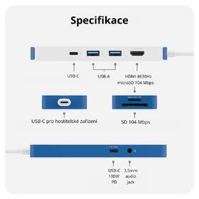 USB Hub HyperDrive Flex 8 Port USB-C bílý/modrý

 obrázek produktu 5 z 6