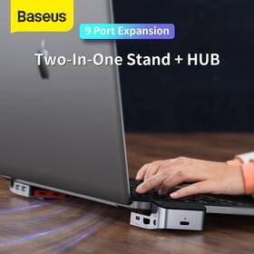 USB Hub Baseus Armor Age USB-C/3x USB 3.0, USB-C, HDMI, 3,5mm Jack, RJ 45 šedý

 obrázek produktu 6 z 10