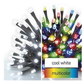 Vánoční osvětlení EMOS 100 LED řetěz 2v1, 10 m, venkovní i vnitřní, studená bílá/multicolor, programy 

 obrázek produktu 3 z 7
