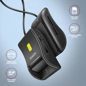 Čtečka eObčanek Axagon USB-A FlatReader 4-slot + SD/microSD/SIM, 1,3 m černá

 obrázek produktu 1 z 5