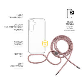 Kryt na mobil FIXED Pure Neck s růžovou šňůrkou na krk na Samsung Galaxy S25 průhledný

 obrázek produktu 4 z 4